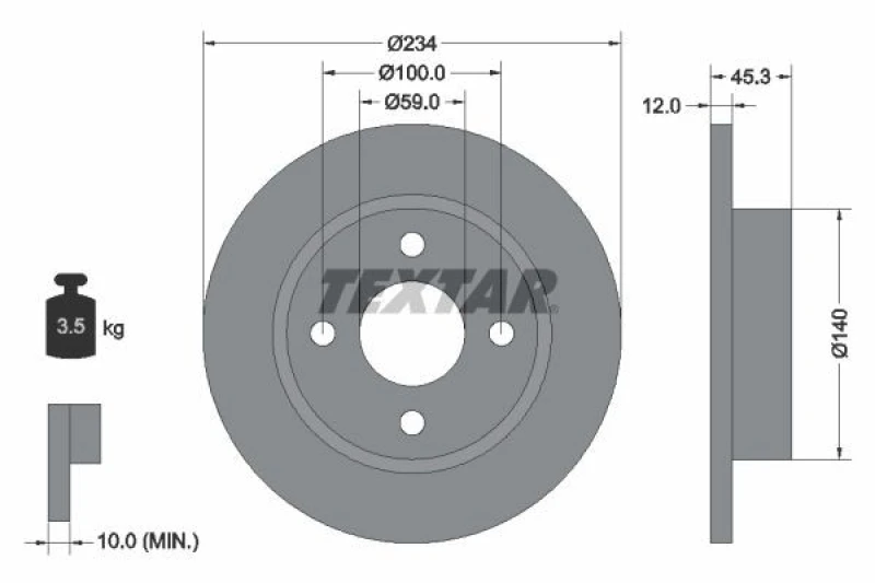 Image of Brake disc TEXTAR 92063300