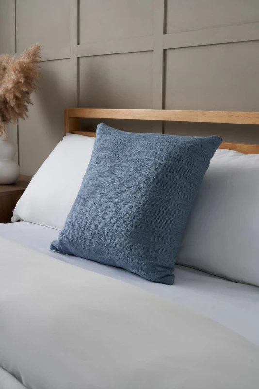 Image of Bhs Textured Slub Cushion Blue