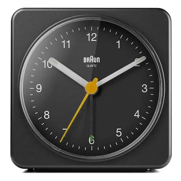 image of Braun Classic Analogue Alarm Clock with Snooze and Light - Black One Size