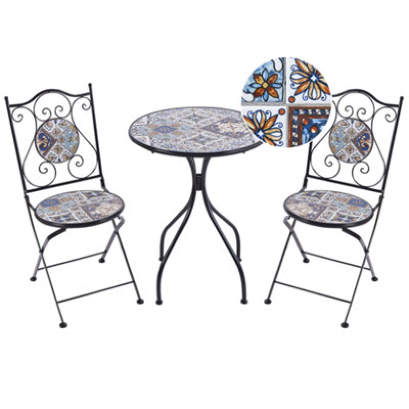 Image of Beliani Bistro Set Folding Civita Metal Black