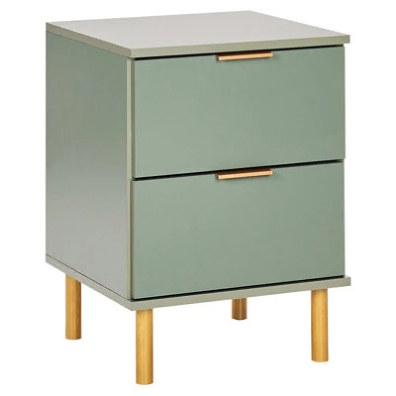 Image of Beliani 2 Drawer Bedside Table Walpole Green