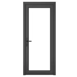 Image of Crystal uPVC Clear Single Door Full Glass Right Hand Open 840mm x 2090mm Clear Glazing - Grey