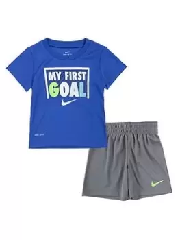 image of Nike Infant Boys Nk Df My First Short Set, Grey, Size 12 Months