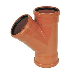 FloPlast D211 Underground Drainage 45 Deg Equal Junction Tee - Terracotta 110mm