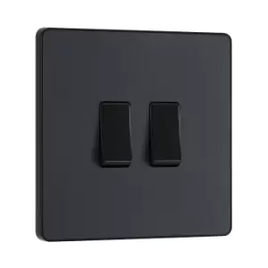 BG Evolve Matt Grey Double Light Switch 20A 16Ax 2 Way - PCDMG42B