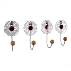 Image of Set of 4 Decorative Metal Coat Hooks
