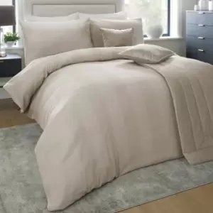 Image of Appletree Boutique Capri Dobby Stripe 100% Cotton 200 Thread Count Duvet Cover Set, Linen, Double