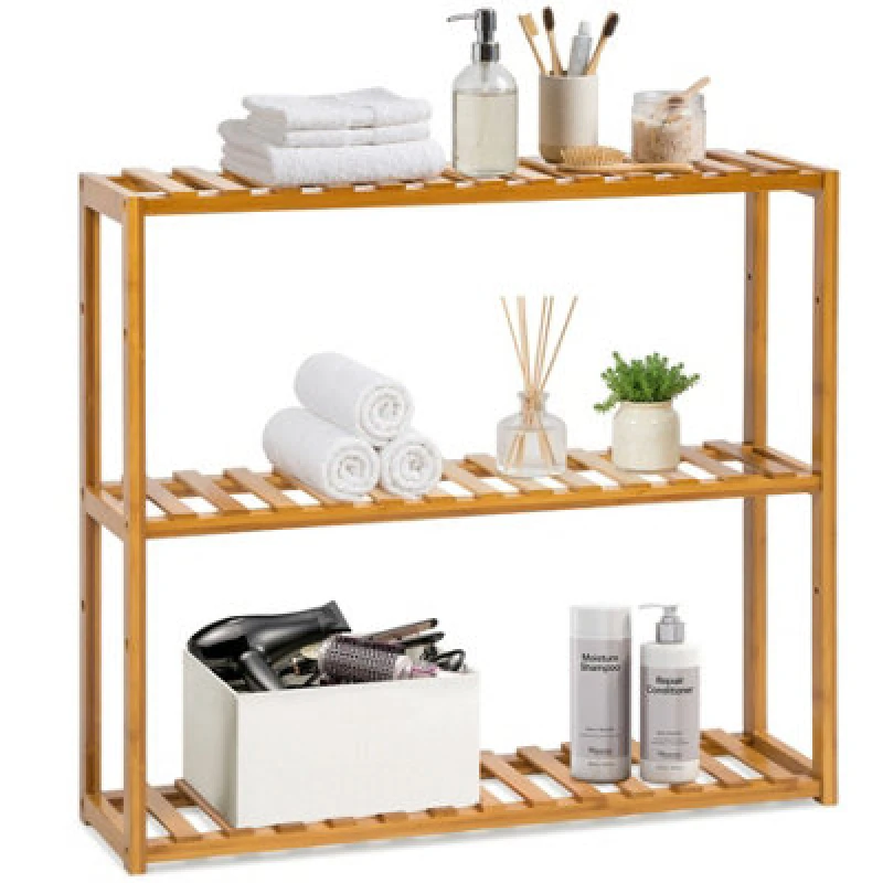 Image of TECTAKE Standing bathroom shelf - 3 tiers in bamboo - bath shelf, bamboo shelf, toilet shelf 401648