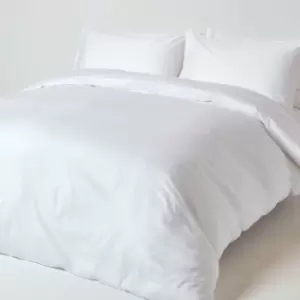 Image of HOMESCAPES White Organic Cotton Duvet Cover Set 400 Thread count, Super King - White - White