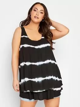 Image of Yours Crochet Back Vest Black Tie Dye, Black, Size 22-24, Women