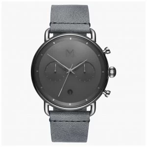 image of MVMT Blacktop Silver Mist Grey Leather Strap Grey Dial D Watch