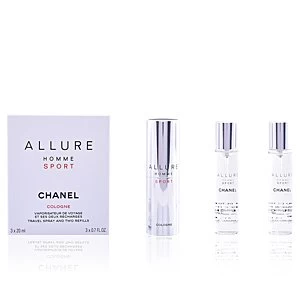 image of ALLURE HOMME SPORT Cologne travel spray and two refills 3 x 20ml