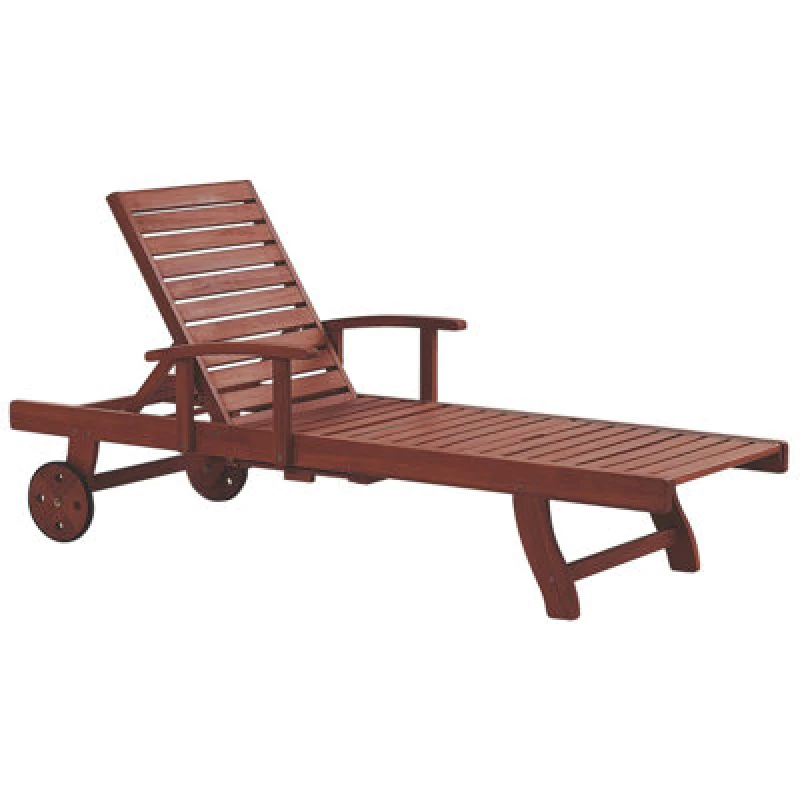 Image of Beliani Sun Lounger Toscana Reclining Acacia Wood Dark Brown