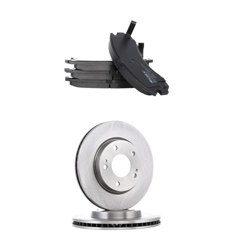Image of RIDEX 3405B2676 Brake disc and pads set Front Axle, Brake Disc Type: Vented, with acoustic wear warning Brake Set,disc brakes (3405)