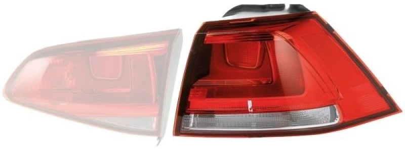 Image of HELLA 2SD 011 977-121 Rear light Outer section, with bulb holder, Right, WY21W, with bulbs Combination Rearlight (391)