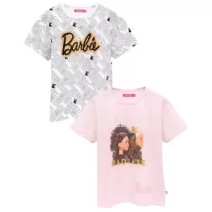 Image of Barbie Girls Kindness Stronger Together Unity And Love T-Shirt Set (Pack of 2) (11-12 Years) (White/Pink)