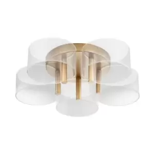 Netlighting Merano Hayward Integrated LED Semi Flush Light Brass Gold Metal Led