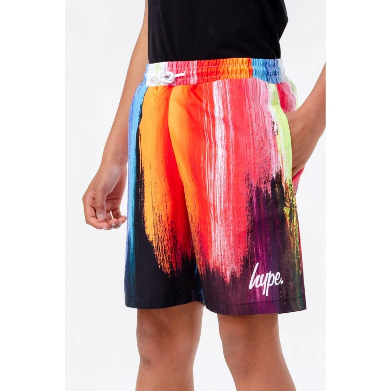 Image of JustHype UK - Old hype boys multi Paint drip Black swim shorts