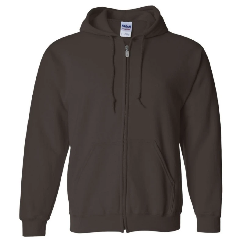 Image of Gildan Heavy Blend Full Zip Hooded Sweatshirt Top in Chocolate Size: Small Chocolate Unisex S