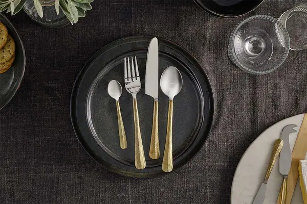 Image of Nkuku Osko Cutlery Set Set Of 16 Tableware Gold Fork 21.5 cm/Knife 23.5 cm