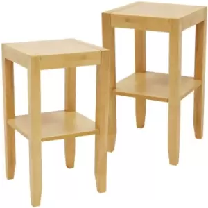 Image of Techstyle Anywhere 2 Pack Solid Wood End / Telephone / Side / Bedside Table Natural