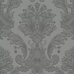 image of Belgravia Decor Amara Damask Gunmetal Wallpaper