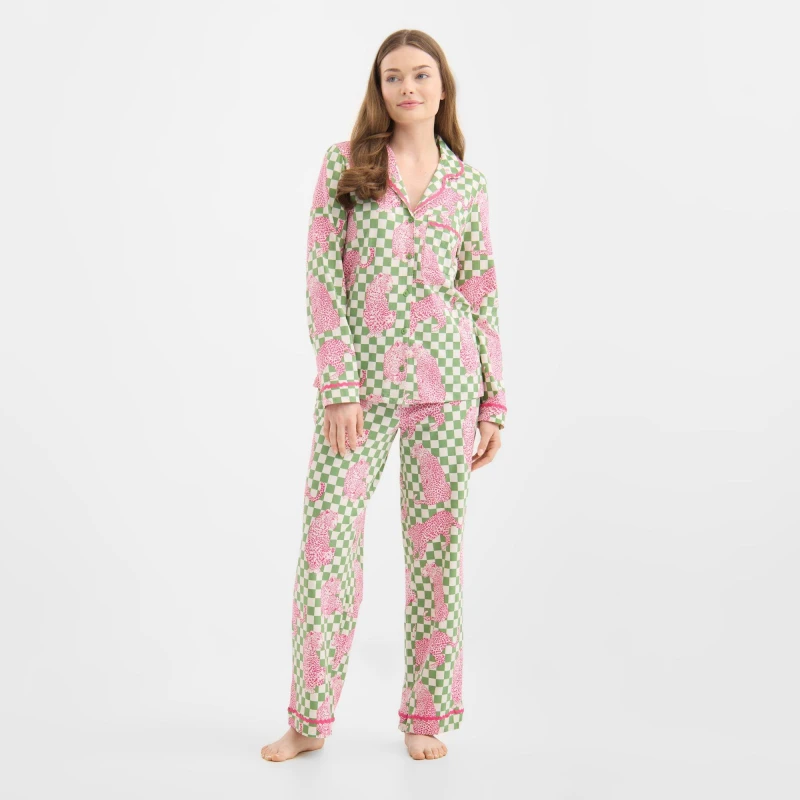 Image of Chelsea Peers ChelsP Cotton BU Set Ld62 Leopard Check female 8 (XS)