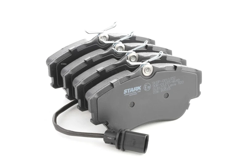 Image of STARK SKBP-0011352 Brake pad set Front Axle, with integrated wear sensor, with spring, with anti-squeak plate Brake Pad Set,disc brake (402)