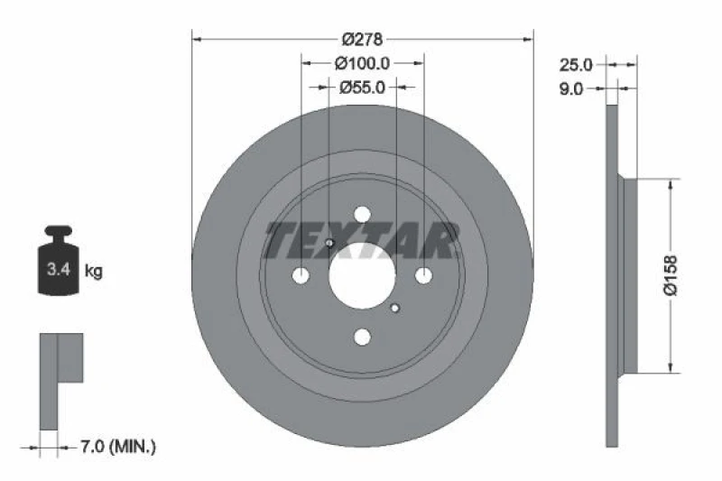 Image of Brake disc TEXTAR 92161903