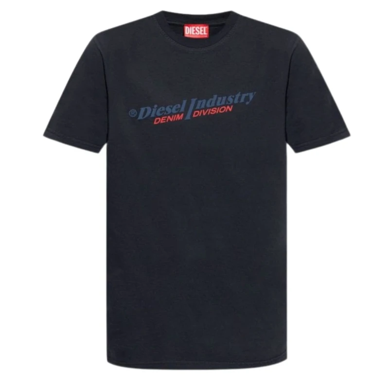 Image of Diesel Industry Denim Division Logo Navy Blue T-Shirt Blue
