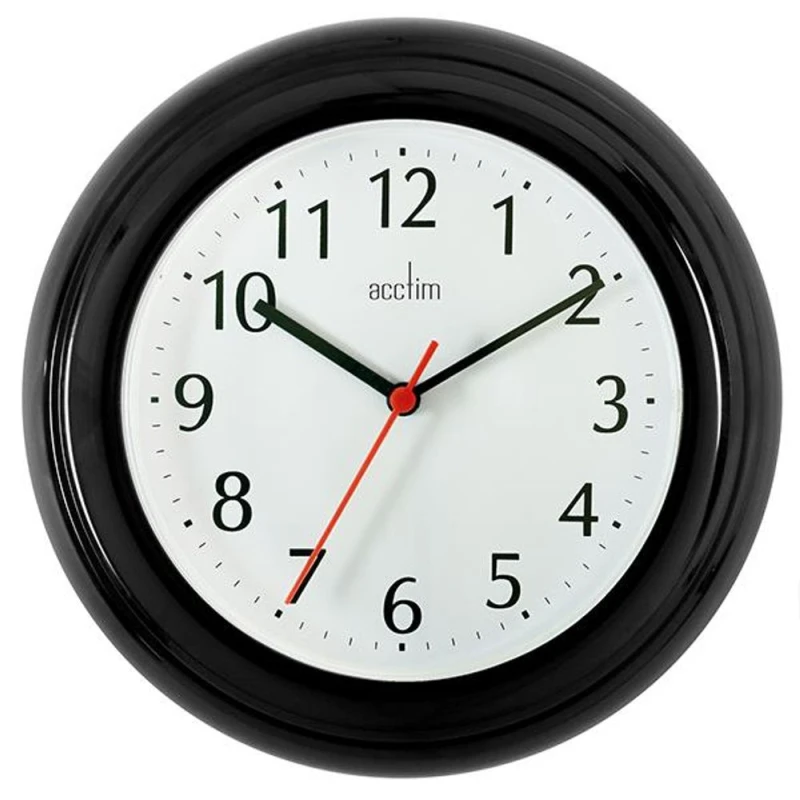 Image of Acctim Wycombe Kitchen Wall Clock Quartz Arabic Numerals 22cm Black