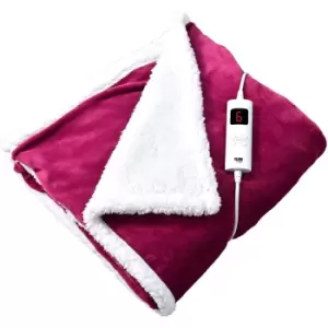 image of Glam Haus Glamhaus Heated Throw Electric Fleece Over Blanket Sofa Bed Large 160 X 130Cm - Deep Pink