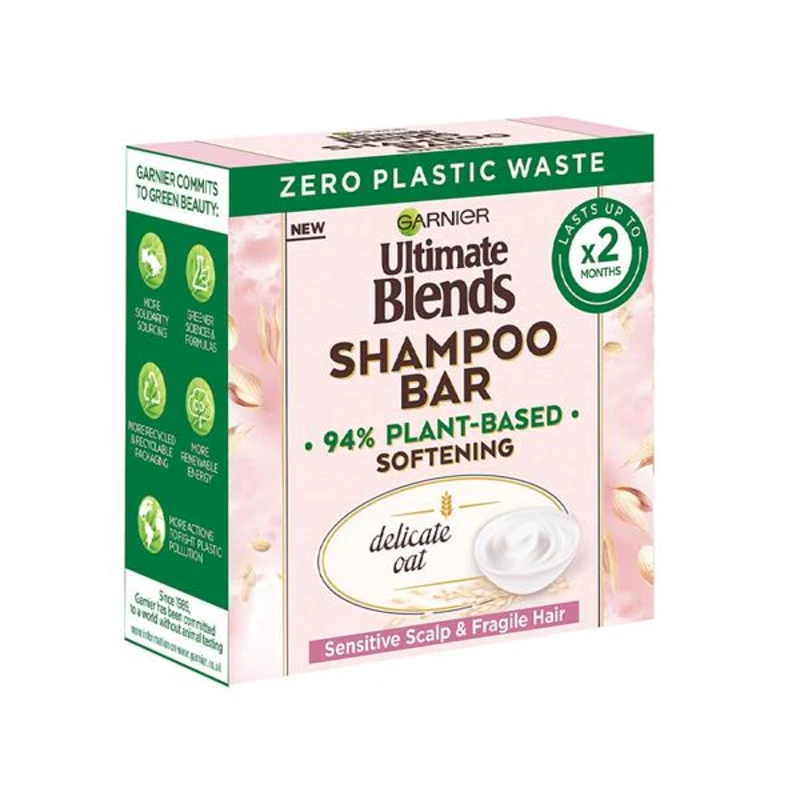 Image of Garnier Ultimate Blends Sensitive Oat Shampoo Bar 60g, Delicate Oat