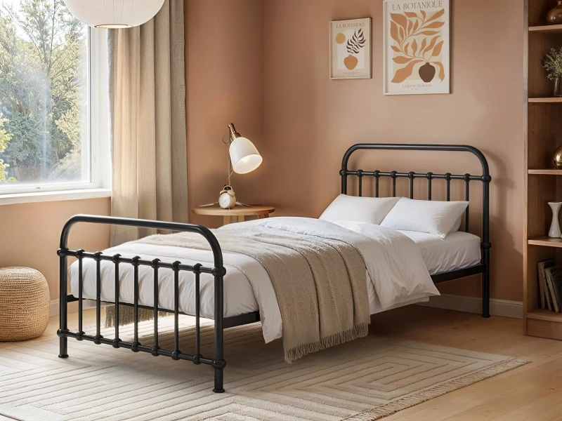 Image of Flair Compton Black Metal Bed Size: Single Black Unisex Single