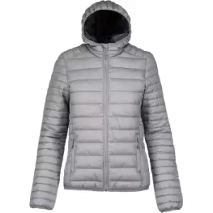 image of Kariban Womens/Ladies Lightweight Hooded Padded Jacket (L) (Marl Silver)