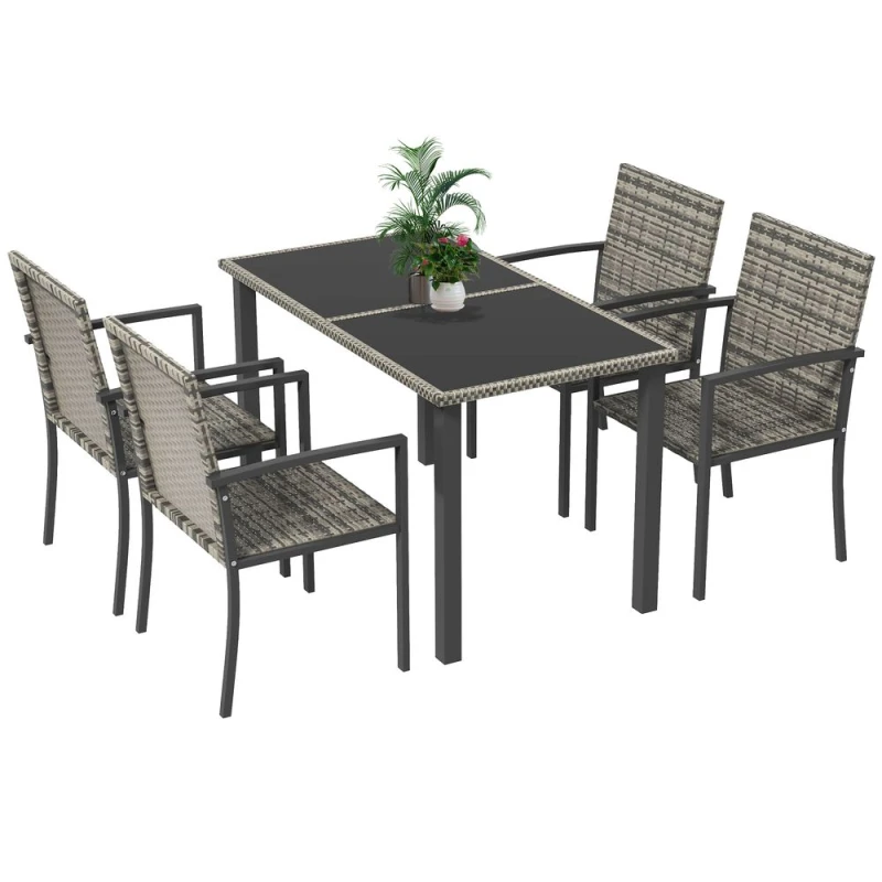 Image of Outsunny 4 Seat Patio/Conservatory Set - Mixed Grey 861-094V00GG