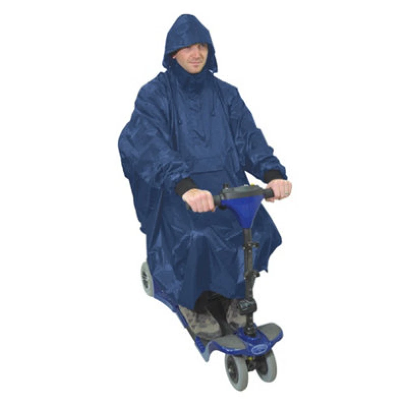 Image of Loops Blue Lightweight Scooter Poncho with Sleeves Waterproof Fabric Machine Washable Multi