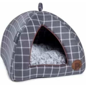 Image of Grey Window Pane Check Cat Igloo