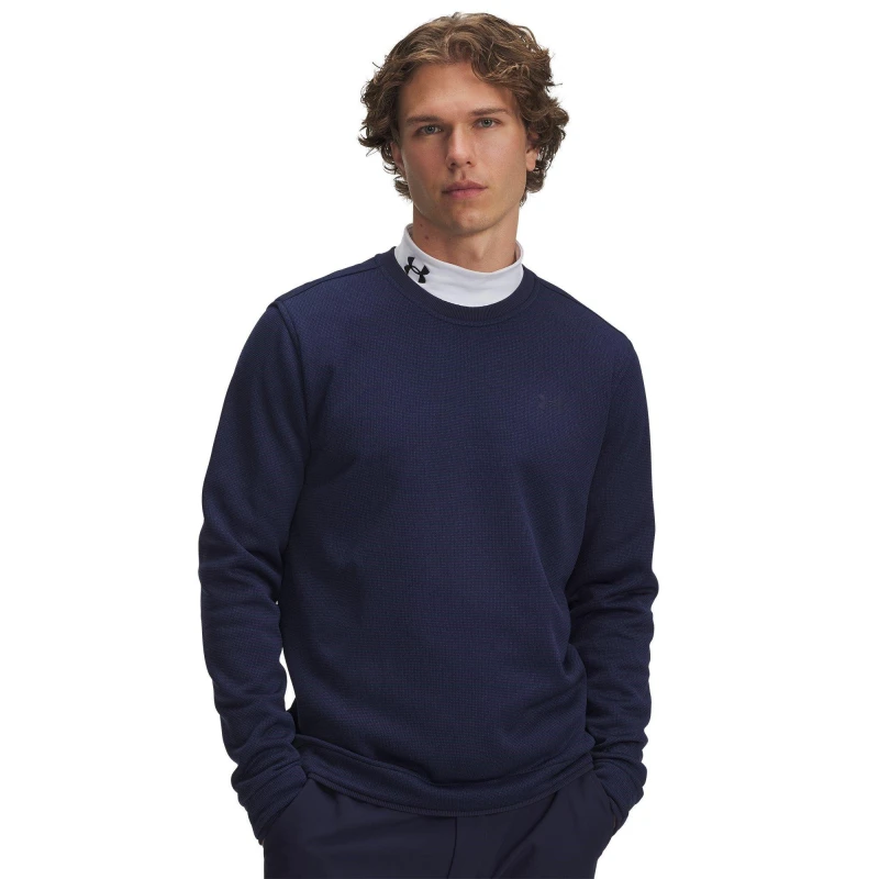 Image of Under Armour Mens Fleece Crew Neck Jumper Midnight Navy male M
