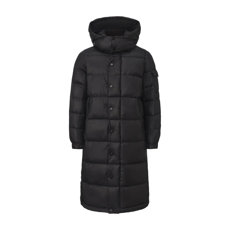 Image of Firetrap Womens Duck Down Knee Length Hooded Down Jacket Black female 8 (36)