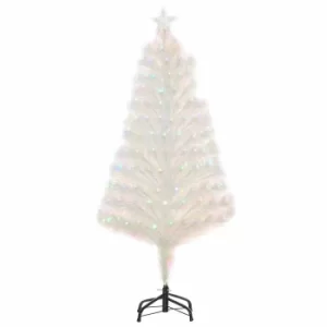 image of Prelit White Artificial Christmas Tree with Fibre Optic 120cm, white