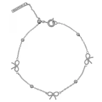 Image of Ladies Olivia Burton Silver Plated Vintage Bow & Ball Bracelet