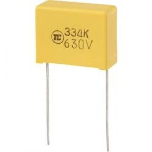 Image of MKS thin film capacitor Radial lead 0.33 uF 630 Vdc 5 22.5mm L x W x H 26.5 x 10 x 19mm