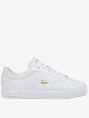 image of Lacoste Powercourt 2.0 0722 Trainers, White/Gold, Size 3, Women