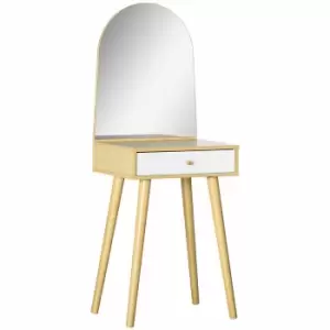 Image of HOMCOM Modern Dressing Table With Large Mirror And Storage Drawer Natural