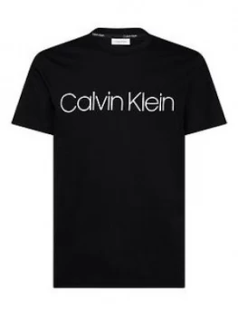 Image of Calvin Klein Cotton Front Logo T-Shirt - Black