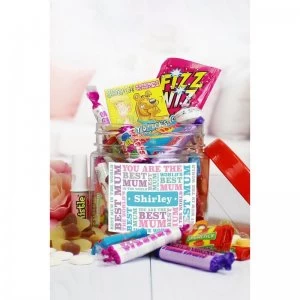 image of Personalised Best Mum Retro Sweet Jar