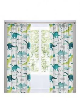 image of Bedlam Dino Glow In The Dark Lined Pleated Curtains