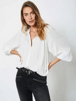 image of Mint Velvet Crinkle Shirt - Ivory Size M Women