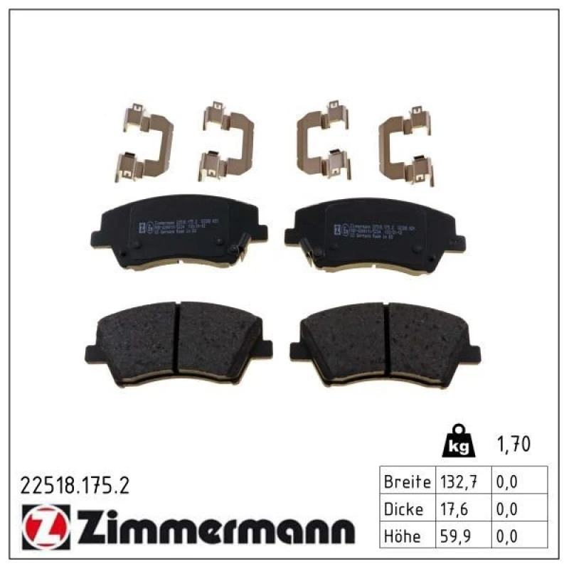 Image of ZIMMERMANN Brake pad set ZIMMERMANN 22518.175.2